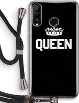 Case Company® - Huawei P30 Lite hoesje met Koord - Queen zwart - Telefoonhoesje met Zwart Koord - Bescherming aan alle Kanten en Over de Schermrand