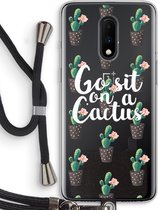 Case Company® - OnePlus 7 hoesje met Koord - Cactus quote - Telefoonhoesje met Zwart Koord - Bescherming aan alle Kanten en Over de Schermrand