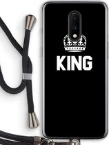 Case Company® - OnePlus 7 hoesje met Koord - King zwart - Telefoonhoesje met Zwart Koord - Bescherming aan alle Kanten en Over de Schermrand