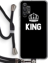 Case Company® - Samsung Galaxy A32 5G hoesje met Koord - King zwart - Telefoonhoesje met Zwart Koord - Bescherming aan alle Kanten en Over de Schermrand