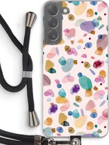 Case Company® - Samsung Galaxy S22 Plus hoesje met Koord - Terrazzo Memphis - Telefoonhoesje met Zwart Koord - Bescherming aan alle Kanten en Over de Schermrand