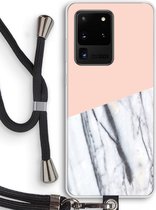 Case Company® - Samsung Galaxy S20 Ultra hoesje met Koord - A touch of peach - Telefoonhoesje met Zwart Koord - Bescherming aan alle Kanten en Over de Schermrand