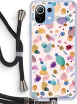 Case Company® - Xiaomi Mi 11 Lite hoesje met Koord - Terrazzo Memphis - Telefoonhoesje met Zwart Koord - Bescherming aan alle Kanten en Over de Schermrand