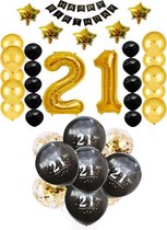 21 jaar verjaardag feest pakket Versiering Ballonnen voor feest 21 jaar. Ballonnen gouden slingers opblaasbare cijfers 21. 38 delig