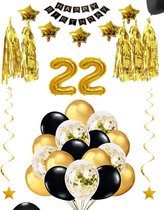 22 jaar verjaardag feest pakket Versiering Ballonnen voor feest 22 jaar. Ballonnen slingers sterren opblaasbare cijfers 22