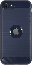 BMAX Carbon soft case hoesje geschikt voor iPhone SE 2022 - Soft cover - Beschermhoesje - Telefoonhoesje - Apple - Telefoonbescherming - Back cover - Blauw