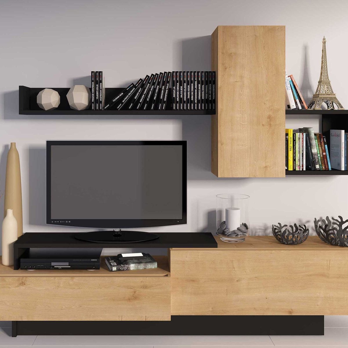 Tv-meubel Cosmit 240cm - Eik/antraciet