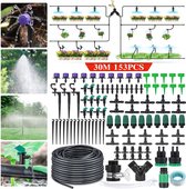 DIY-set voor druppelirrigatiesysteem - 153-delig - 30 m - automatische bewatering - Tuinslang Micro-Drip-bewateringssets - met verstelbare druppelaars
