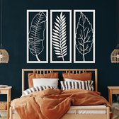 Wanddecoratie |blad /Leaf | Metal - Wall Art | Muurdecoratie | Woonkamer |Wit| 94x75 cm