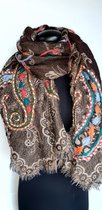 Kasjmier Wollen Dames Sjaal - 180 x 70 cm - Donkerbruin