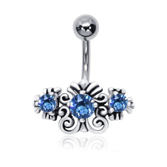 JoyS Navel piercing Sterling zilver 925 bedel met turquoise blauwe