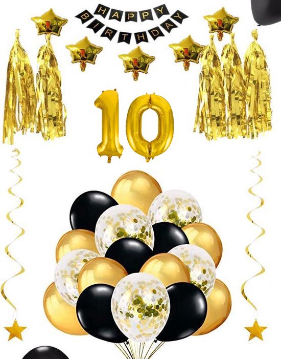 10 jaar verjaardag feest pakket Versiering Ballonnen voor feest 10 jaar.  Ballonnen... | bol.com