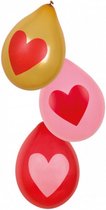 ballonnen Love 25 cm latex rood/roze/goud 6 stuks