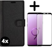 Fooniq Boek Hoesje Zwart 4x + Screenprotector 4x - Geschikt Voor Samsung Galaxy S9 Plus