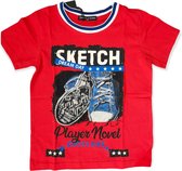 T-Shirt - Rood - Sketch - Strass - 122/128