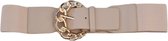 Dames Elastische Riem Goudkleurig - Beige , Elastiek breed 6 cm - Elastische Comfort Stretch Belt- Jas, Blouse Topje, Jurk heupriem  - Tailleriem