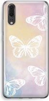 Case Company® - Huawei P20 hoesje - White butterfly - Soft Cover Telefoonhoesje - Bescherming aan alle Kanten en Schermrand