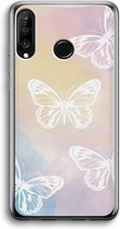 Case Company® - Huawei P30 Lite hoesje - White butterfly - Soft Cover Telefoonhoesje - Bescherming aan alle Kanten en Schermrand