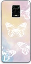 Case Company® - Xiaomi Redmi Note 9 Pro hoesje - White butterfly - Soft Cover Telefoonhoesje - Bescherming aan alle Kanten en Schermrand