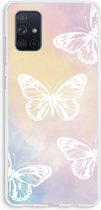Case Company® - Samsung Galaxy A71 hoesje - White butterfly - Soft Cover Telefoonhoesje - Bescherming aan alle Kanten en Schermrand