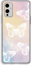 Case Company® - OnePlus 9 hoesje - White butterfly - Soft Cover Telefoonhoesje - Bescherming aan alle Kanten en Schermrand