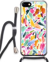 Case Company® - iPhone SE 2020 hoesje met Koord - Watercolor Brushstrokes - Telefoonhoesje met Zwart Koord - Extra Bescherming aan alle Kanten en Over de Schermrand