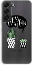 Case Company® - Samsung Galaxy S22 hoesje - Hey you cactus - Soft Cover Telefoonhoesje - Bescherming aan alle Kanten en Schermrand