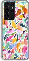 Case Company® - Samsung Galaxy S21 Ultra hoesje - Watercolor Brushstrokes - Soft Cover Telefoonhoesje - Bescherming aan alle Kanten en Schermrand