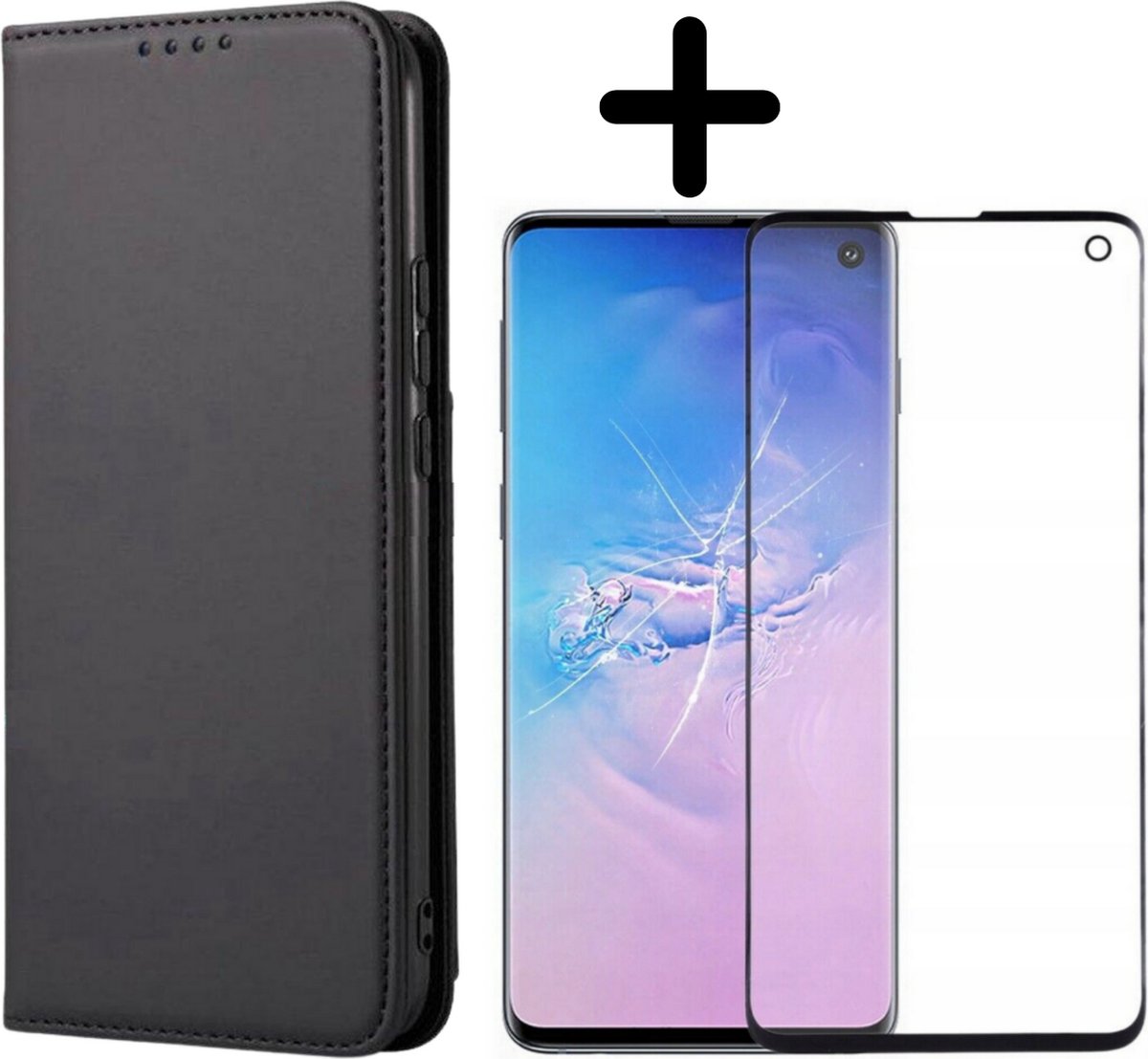 Fooniq Boek Hoesje Zwart + Screenprotector - Geschikt Voor Samsung Galaxy S10E