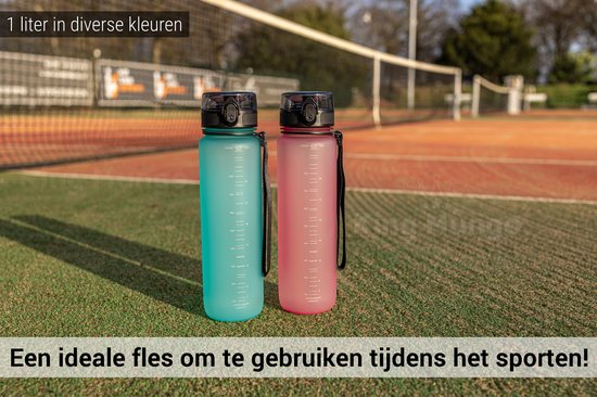 Drinkfles - 1 liter - Sport Bidon Drinkbus 1000ml - Lichtroze - King Mungo KMDF044
