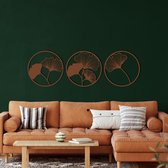 Wanddecoratie |Ginkgo Biloba-blad /Ginkgo Biloba Leaf  | Metal - Wall Art | Muurdecoratie | Woonkamer |Bronze| 75x75m