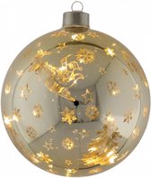 kerstbal verlicht led 12 cm glas goud