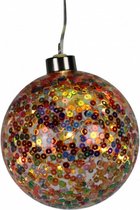 kerstbal Confetti led 10 cm glas zilver