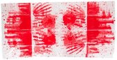 tafelkleed bloedhanden 137 x 274 cm wit/rood