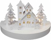 kersttafereel led 25 x 15 cm hout wit