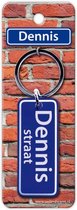 sleutelhanger straatnaam Dennis 9 cm staal blauw