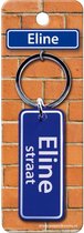 sleutelhanger Eline straat 9 x 3 cm staal blauw