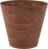Plantenpot/bloempot tijdloze natuursteen look Dia 27 cm en Hoogte 24 cm in het Artstone dark terra cotta voor binnen/buiten