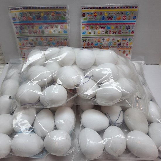 Meerdere Beweging Recyclen 54 x stuks paasdecoratie paas eieren wit plastic 6 cm groot - Paaseieren -  Pasen... | bol.com