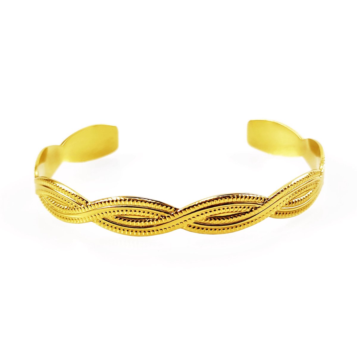 Stijve Gevlochten Armband Verguld Stalen Dames Bangle