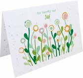 Bloeikaart Een bloemetje voor juf - Wenskaart van groeipapier met bloemenzaadjes - Bedankje voor juf
