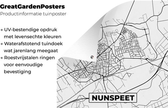 Tuinposters Nunspeet - Plattegrond - Stadkaart - Kaart - 50x50 cm | bol.com