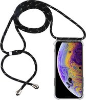 Mobigear Telefoonhoesje geschikt voor Apple iPhone X Flexibel TPU | Mobigear Lanyard Hoesje met koord - Transparant / Zwart