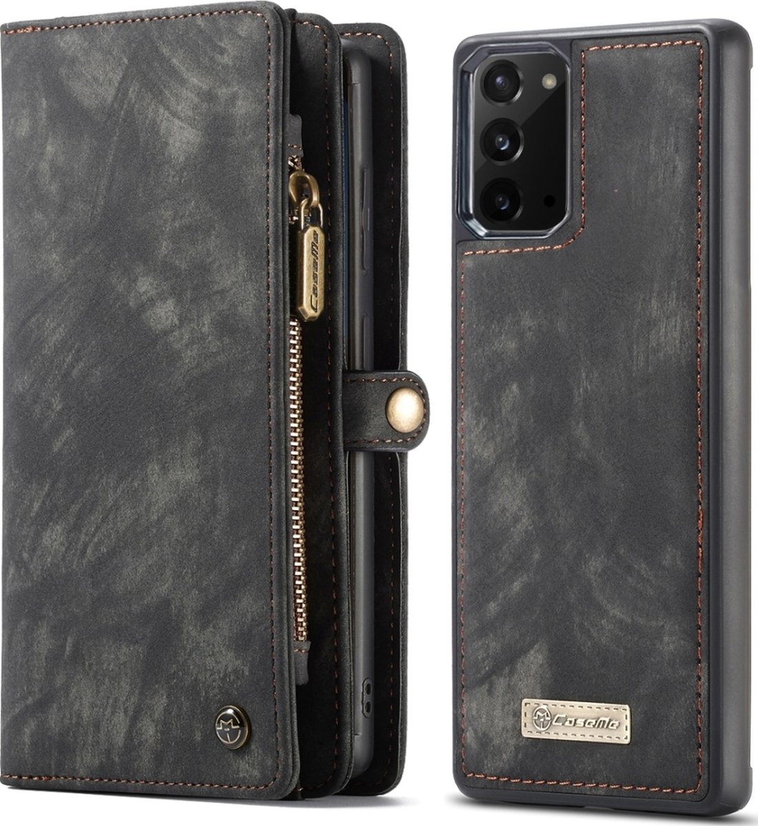 Caseme Telefoonhoesje geschikt voor Samsung Galaxy Note 20 Hoesje | Caseme 008 Uitneembare 2in1 Bookcase Portemonnee | Pasjeshouder voor 8 Pasjes | Telefoonhoesje voor Pinpas / OV Kaart / Rijbewijs - Zwart
