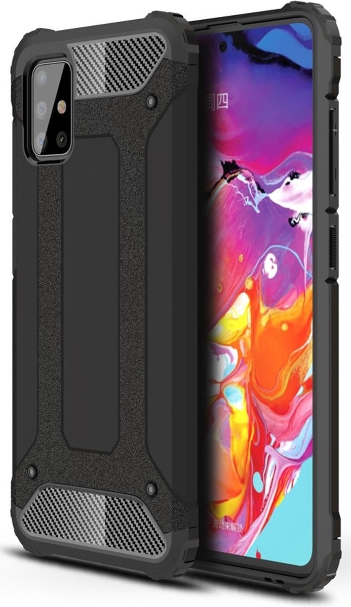 Mobigear Hoesje geschikt voor Samsung Galaxy A51 Telefoonhoesje Hardcase | Mobigear Outdoor Backcover Shockproof | Schokbestendig Galaxy A51 Telefoonhoesje | Anti Shock Proof - Zwart