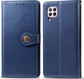 Mobigear Telefoonhoesje geschikt voor Huawei P40 Lite Hoesje | Mobigear Snap Button Bookcase Portemonnee | Pasjeshouder voor 3 Pasjes | Telefoonhoesje voor Pinpas / OV Kaart / Rijbewijs - Blauw