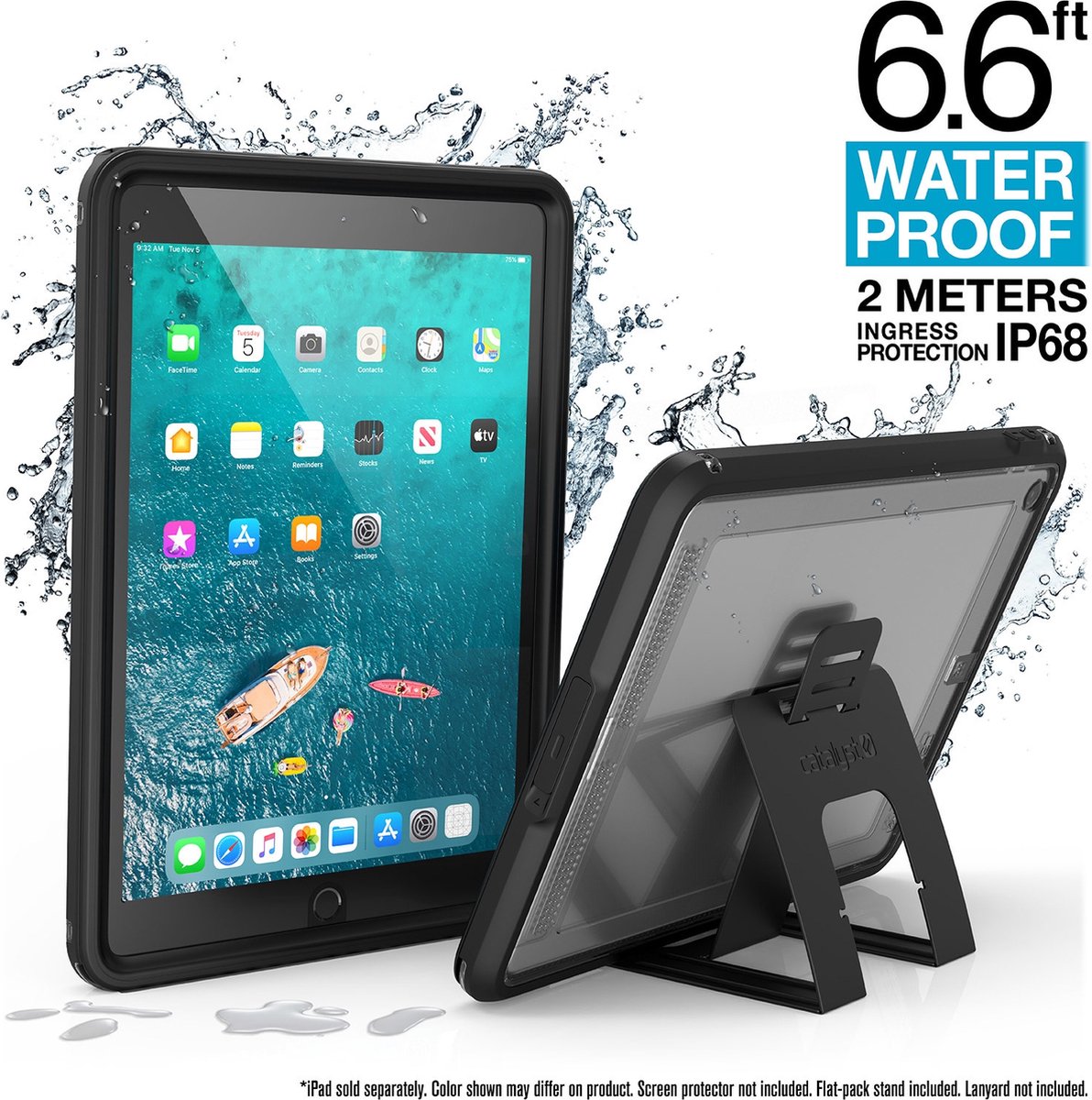 Apple iPad 7 10.2 (2019) Hoes - Catalyst - Waterproof Serie - Hard Kunststof Backcover - Stealth Black - Hoes Geschikt Voor Apple iPad 7 10.2 (2019)