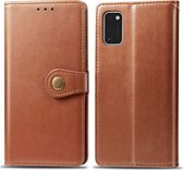 Mobigear Snap Button Telefoonhoesje geschikt voor Samsung Galaxy A41 Hoesje Bookcase Portemonnee - Cognac