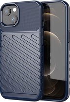 Mobigear Hoesje geschikt voor Apple iPhone 13 Telefoonhoesje Flexibel TPU | Mobigear Groove Backcover - Blauw