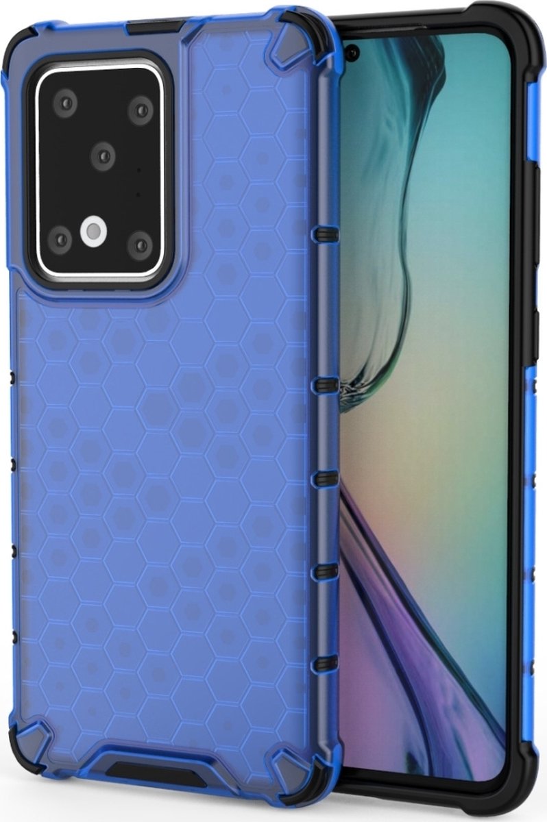 Mobigear Hoesje geschikt voor Huawei P40 Telefoonhoesje Hardcase | Mobigear Honeycomb Backcover Shockproof | Schokbestendig P40 Telefoonhoesje | Anti Shock Proof - Blauw